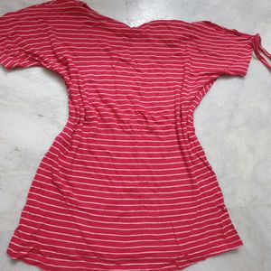 Striped Bodycon Top With Belts On Sleeves