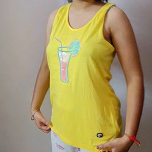 Lime Yellow Stylish Half Sleeves T-shirt