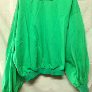 Women Oversize Green Sweatshirt Chunky Pullover