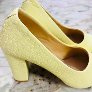 Yellow Broad Heels