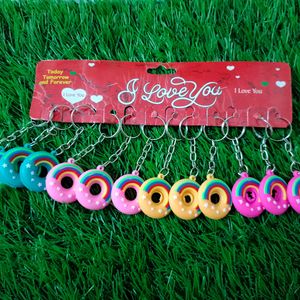 Set Of 12 Donut Keychains