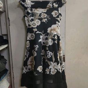 299RS Off Shoulder Cute Flower Print Dress