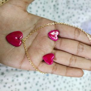 Pink Heart Locket With Studs