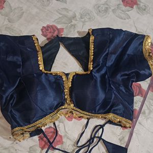 New Navy Blue Satin Blouse