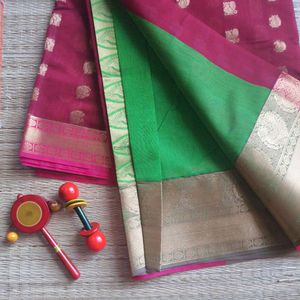 Red And Green Silk Cotton Saree