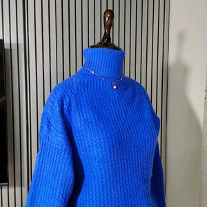 Blue Turtle Neck Woolen Pullover