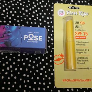 Combo Myglamm Pose HD Lipstick And Popxo Lipbalm