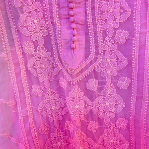 Double shade Pink chikankari kurta suit set