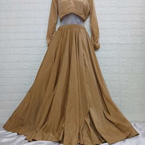 Khaki Full Sleeves Lehenga Choli