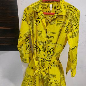 Pepper Print Yellow Shirt Dress