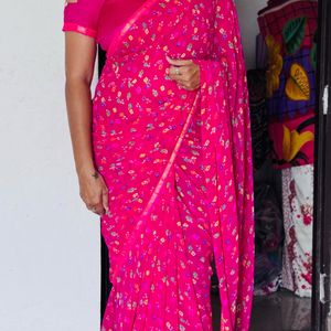 Chiffon Pink sari with blouse