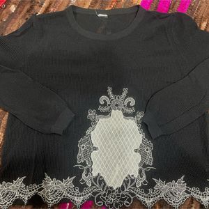 Heavy Net Cloth Crop Top T Shirt