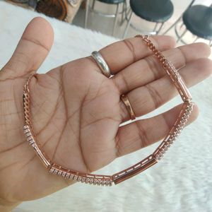 92.5 Sterling Silver Rose Gold Choker WTh Hallmark