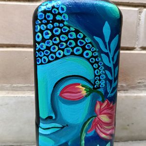 Hand-painted Buddha Painting On Glass Bottle