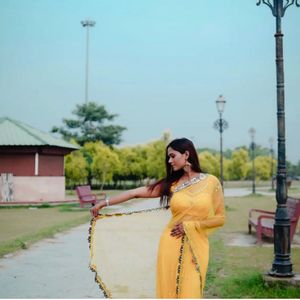 Lemon colour saree