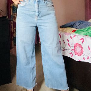 Denim Blue Wide Leg Jeans