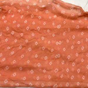 Orange Ornamental Print Kurta Trouser Dupatta (XL)