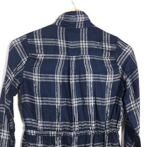 Navy Blue Checks Dress ( Women's )