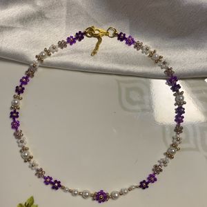 purple floral necklace