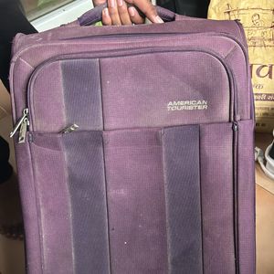 American tourist traveling bag