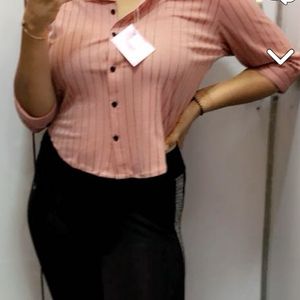 Pink Shirt With Black Stripes