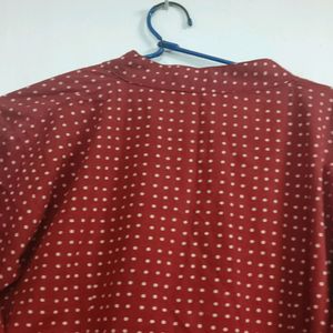 Brown Polka Dot Cotton Kurta