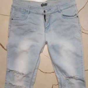 Denim Knee Cut Jeans