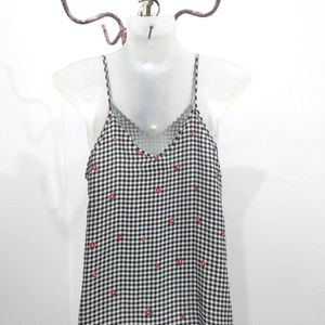 Checkered Floral Sleevless Top