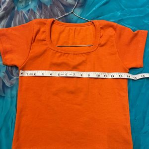 Orange Square Neck Tee