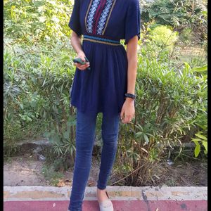 Women Rayon Embroidery Short Kurti Top