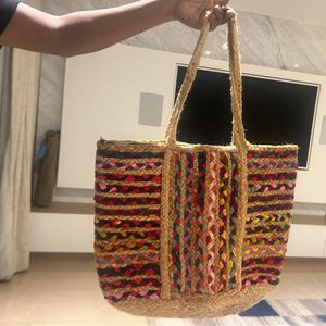 Brand new Cute Jute Bag With Colourful Hand Work