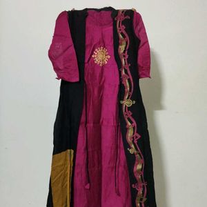 Black - Pink Coloured Anarkali