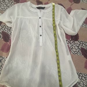 Cream Coloured Chiffon See Through Tunic Shirt