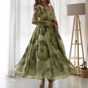 Green Printed Anarkali Suit set