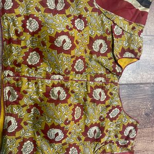 Boat Neck Kalamkari Blouse