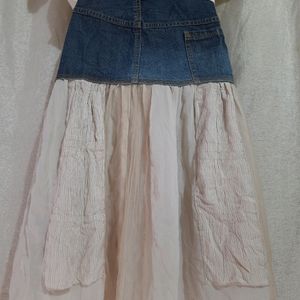 Set Of Zara Top & Flared Jean Skirt