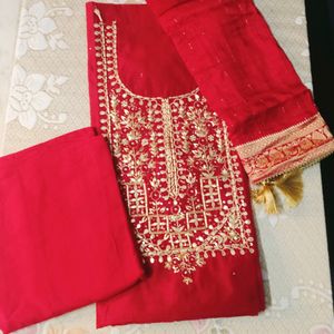 Beautiful Branded Red Colour Suit Material