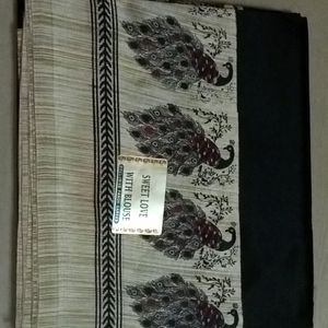 Sari Black And Golden Border