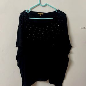 Black CODE butterfly Top With Sequins