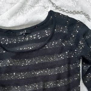 Knitted Sequin Sweatshirt In Black