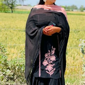 Black Suit Salwar With Muslin Dupatta