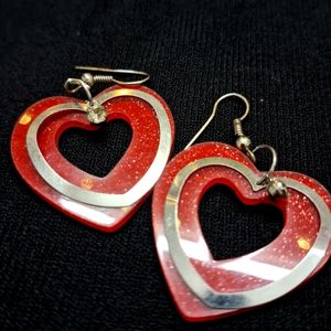 Heart Shaped Red Sparkling Earrings❤️