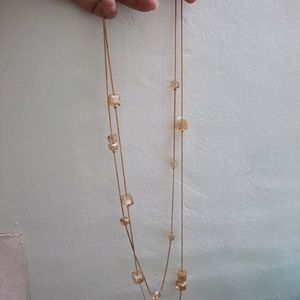 Long Korean Necklace With Gem Detailing