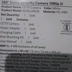 Xiaomi Cctv Wif Camera Open Boxed With Memory Card