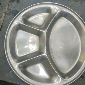 Three Campartments Thali Plate Sleel New Never Use