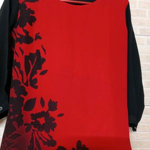 Black Flover Red Combination Top, M Size