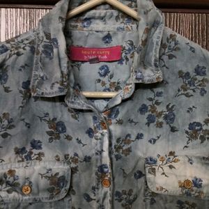 Denim Wash Floral Shirt