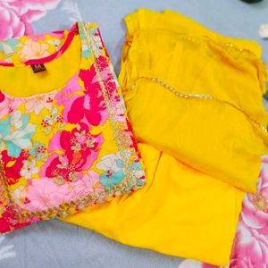 Yellow PINK KURTA SET WITH DUPATTA