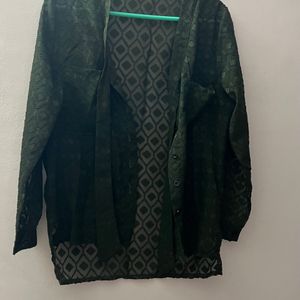 Dark green sheer shirt Formal Wear