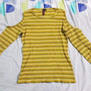 Mustard Yellow Cut Shoulder Top